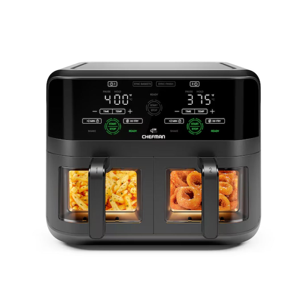 6-Quart Dual Basket Air Fryer with Transparent View Windows