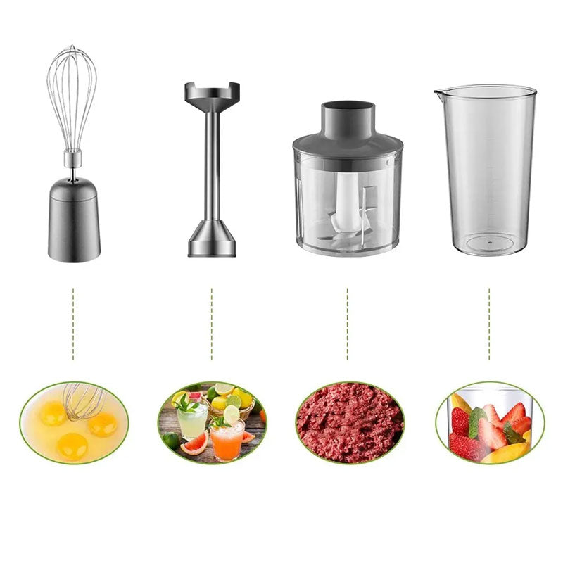 Hand Immersion Blender 4-in-1 Power Stick Mixer for Smooth Blending