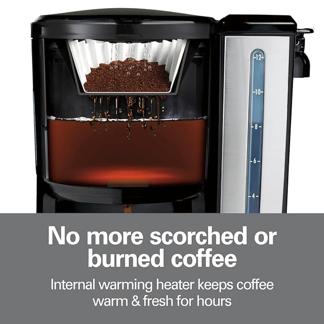 12-Cup Coffee Maker with Large Water Reservoir for Easy Refills