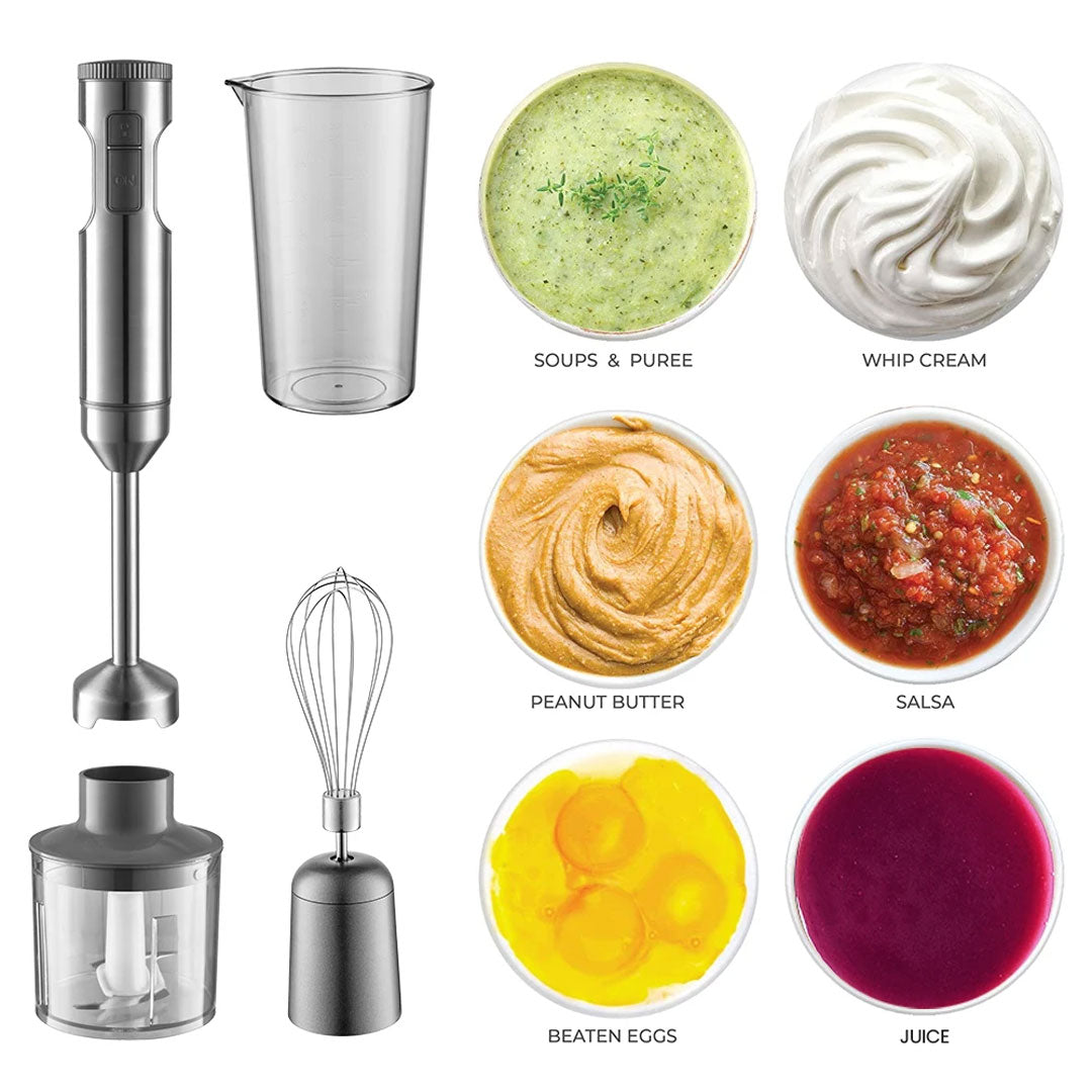 Hand Immersion Blender 4-in-1 Power Stick Mixer for Smooth Blending