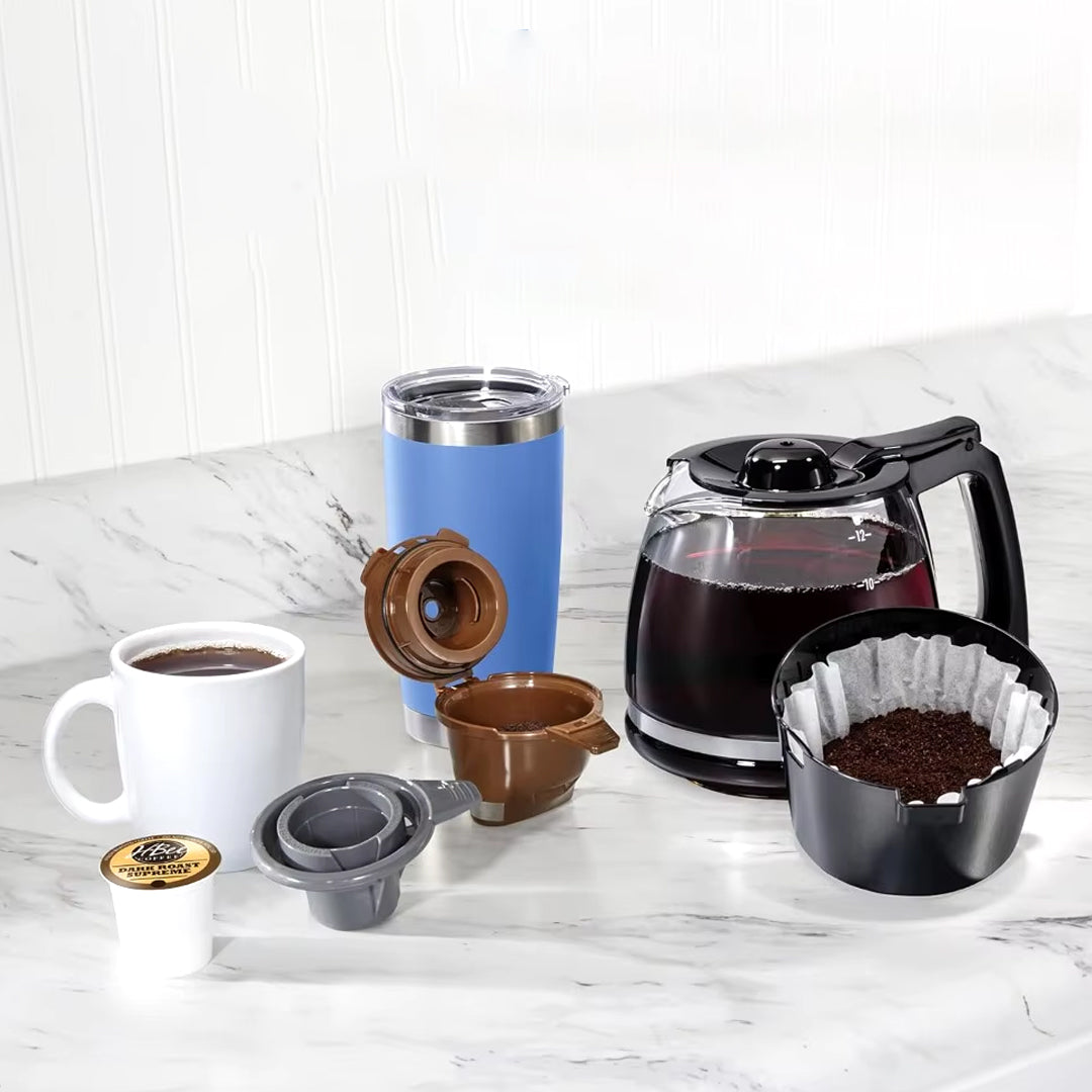 Single Serve and 12-Cup Coffee Machine for Versatile Brewing