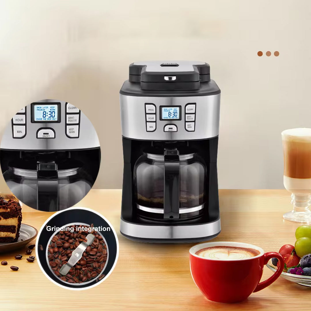 950W Automatic Drip Coffee Maker with Steam Function for Perfect Brews