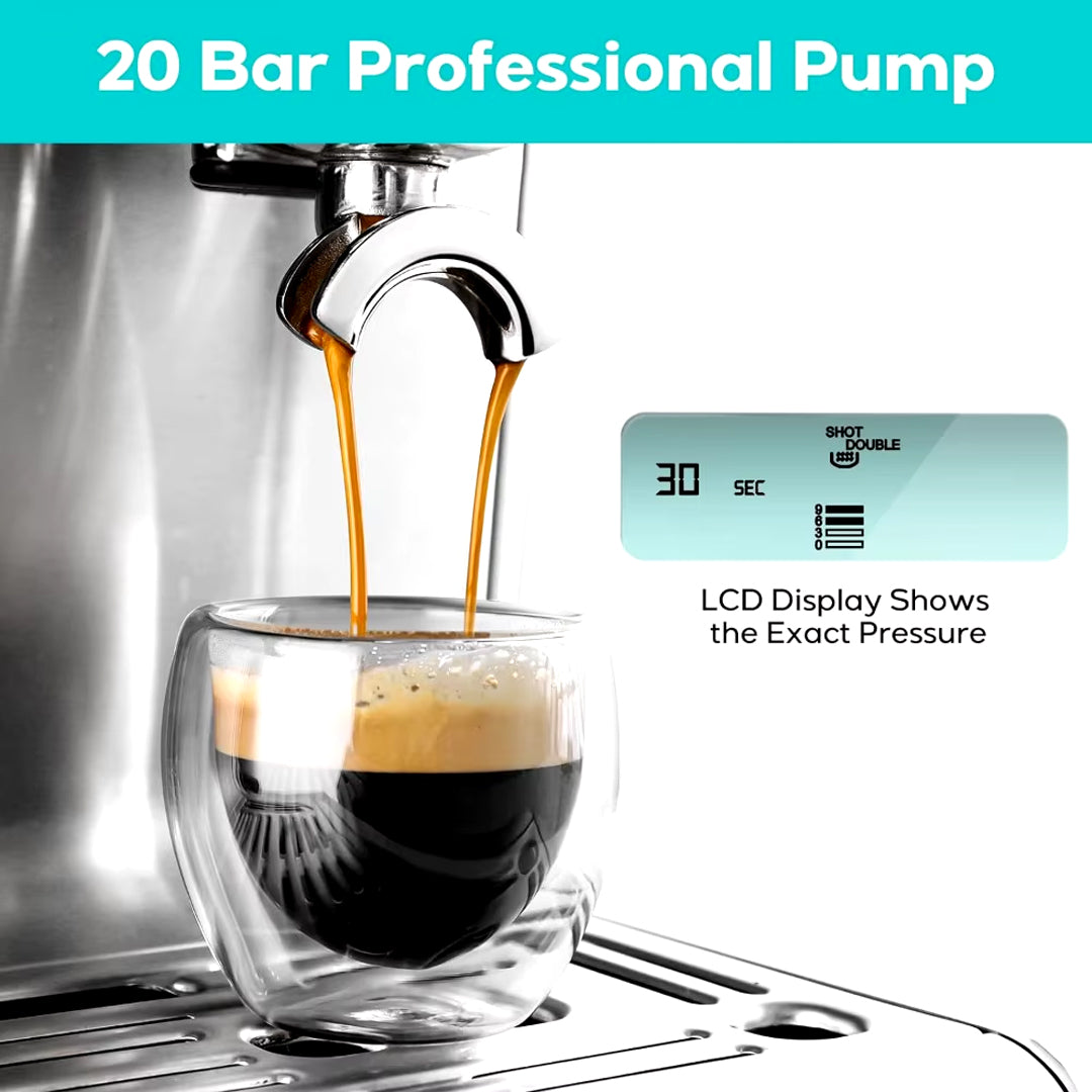 Barista-Grade Espresso Machine with Built-In Coffee Grinder