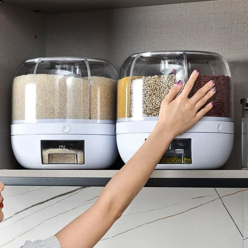 360° Rotating Smart Grain Dispenser with 6 Compartments