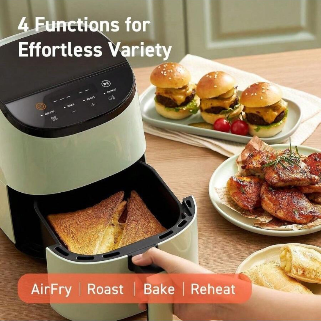 Mini 2.1 Qt 4-in-1 Air Fryer with Compact Design and Recipe Book