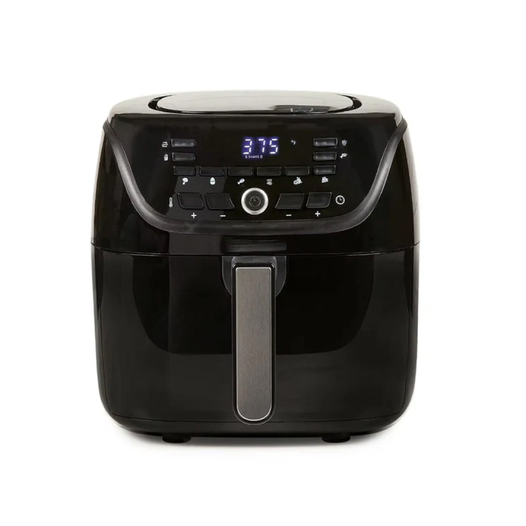 8-Quart Black Air Fryer with 10 Pre-Programmed Cooking Presets