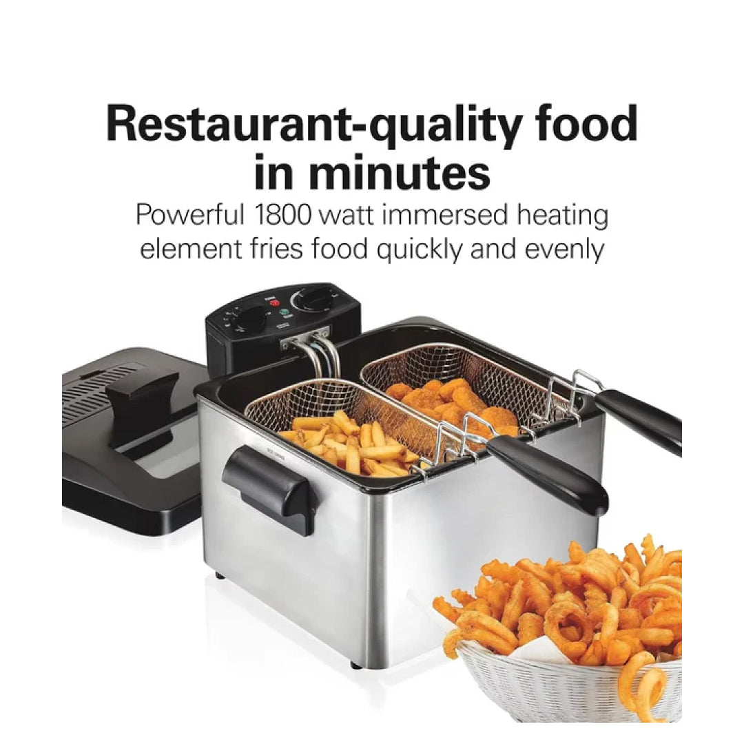 4.7-Quart Triple Basket Deep Fryer for Versatile Cooking