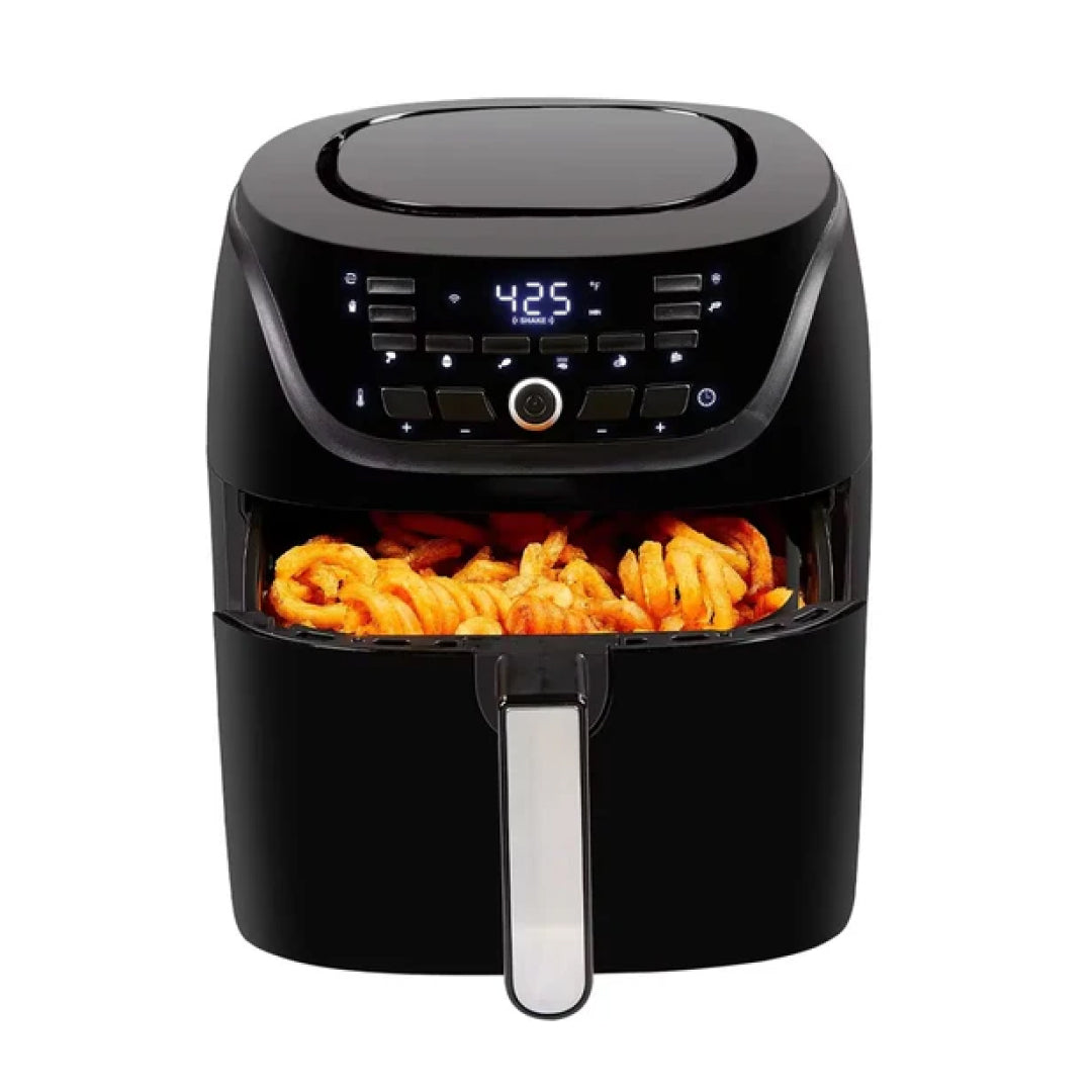 8-Quart Black Air Fryer with 10 Pre-Programmed Cooking Presets